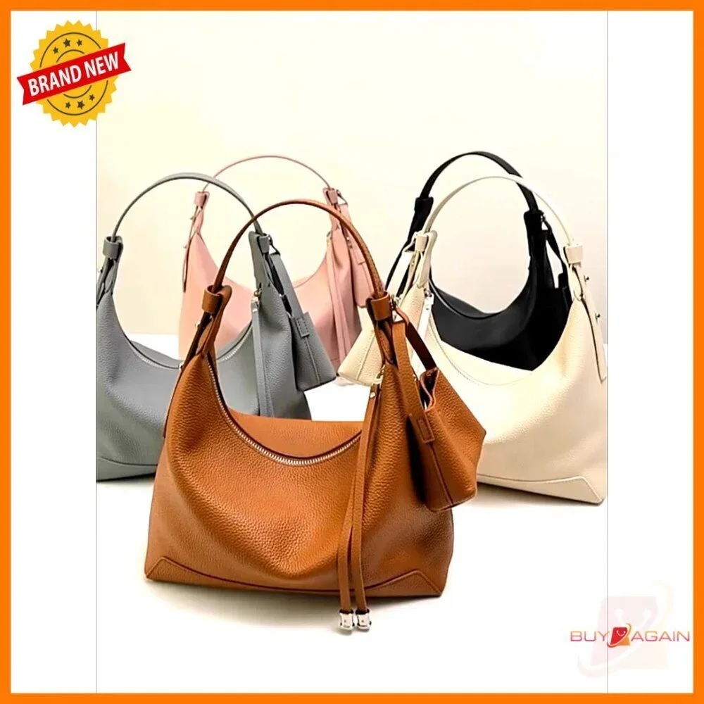 Genuine Leather Hobo Crossbody Bag with Adjustable Strap